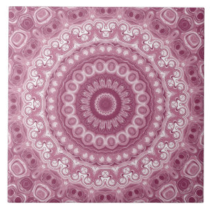 Mandala Medallion in Rosa und Weiß Fliese