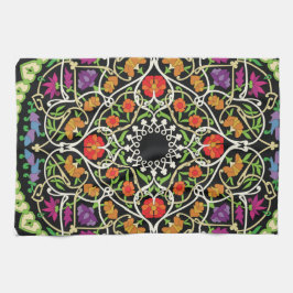 MANDALA-MEDITATIONS-MUSTER-ZEN MIT BLUMEN GESCHIRRTUCH