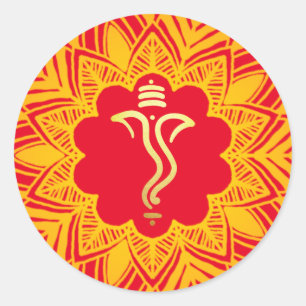 Mandala-Mehndi-Design Ganesh/ Indischer Gott   Runder Aufkleber