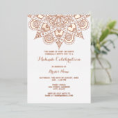 Mandala Mehndi Real Rose Gold Folieneinladung (Stehend vorne)