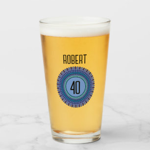 Mandala Men's Birthday Party Name Age Gift Glas
