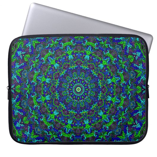 Mandala mit ausführlichem, verwickeltem laptopschutzhülle (Vorderseite)