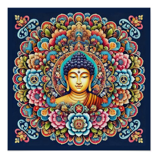 Mandala mit Buddha Poster (Vorderseite)