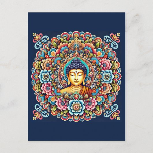 Mandala mit Buddha Postkarte (Vorderseite)