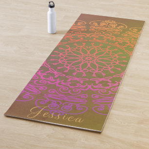 Mandala mit erdgetöntem Namen Yoga Mat Yogamatte