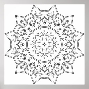 Mandala mit geschichteten Blütenblättern und geome Poster