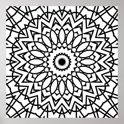 Mandala mit geschichteten Blütenblättern und Stern Poster (Vorne)
