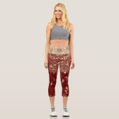 Mandala mit Gold Stars auf Rot verzaubern Capri Leggings (Vorderseite)