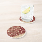 Mandala mit Gold Stars auf Rot verzaubern Getränkeuntersetzer (Seite)