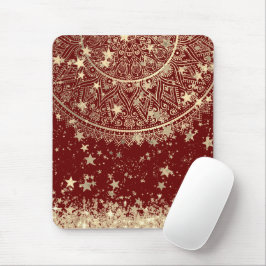 Mandala mit Gold Stars auf Rot verzaubern Mousepad