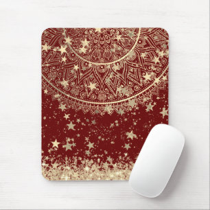 Mandala mit Gold Stars auf Rot verzaubern Mousepad