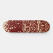 Mandala mit Gold Stars auf Rot verzaubern Skateboard (Horizontal)