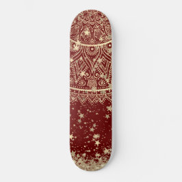 Mandala mit Gold Stars auf Rot verzaubern Skateboard