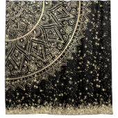 Mandala mit Gold Stars auf schwarz bezaubern Duschvorhang (Vorderseite)