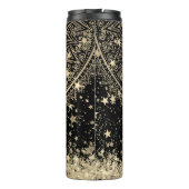 Mandala mit Gold Stars auf schwarz bezaubern Thermosbecher (Rückseite)