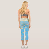 Mandala mit Gold Stars auf Türkis verzaubern Capri Leggings (Rückseite)