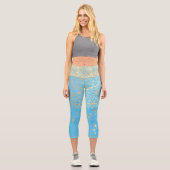Mandala mit Gold Stars auf Türkis verzaubern Capri Leggings (Vorderseite)