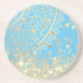 Mandala mit Gold Stars auf Türkis verzaubern Getränkeuntersetzer (Vorne)