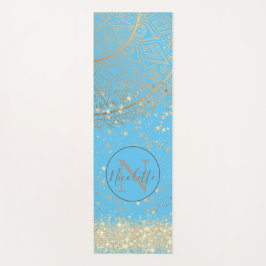 Mandala mit Gold Stars auf Türkis verzaubern Yogamatte