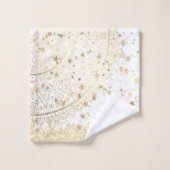 Mandala mit Gold Stars auf Weiß bezaubern Badhandtuch Set (Waschlappen)