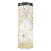 Mandala mit Gold Stars auf Weiß bezaubern Thermosbecher (Rückseite)