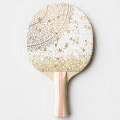 Mandala mit Gold Stars auf Weiß bezaubern  Tischtennis Schläger (Vorderseite)
