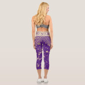 Mandala mit Gold Stars Glitzer Lila Capri Leggings (Rückseite)