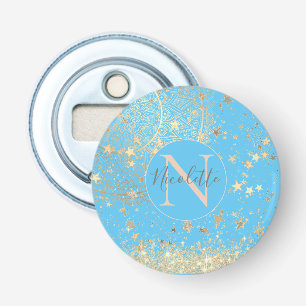 Mandala mit Gold Stars Monogramm bezaubern Flaschenöffner