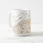 Mandala mit Goldstars auf Weiß Personalisiert Kaffeetasse (Vorderseite Links)
