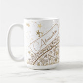 Mandala mit Goldstars auf Weiß Personalisiert Kaffeetasse (Links)