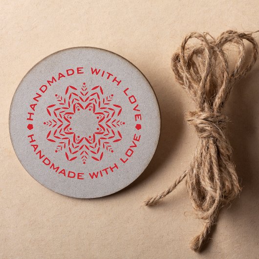 Mandala mit Handmade mit Liebe Zitat Gummistempel