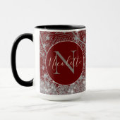 Mandala mit Monogram Glitzer Silver Stars Red Tasse (Links)
