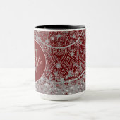 Mandala mit Monogram Glitzer Silver Stars Red Tasse (Zentrum)