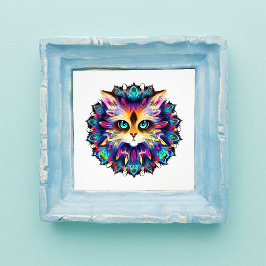 Mandala mit niedlichem Katzenportrait Fotodruck