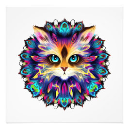 Mandala mit niedlichem Katzenportrait Fotodruck