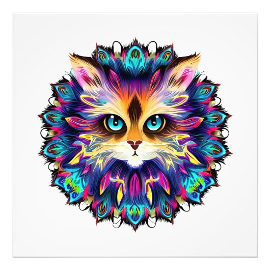 Mandala mit niedlichem Katzenportrait Fotodruck (Vorne)