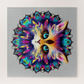 Mandala mit niedlichem Katzenportrait Puzzle (Horizontal)