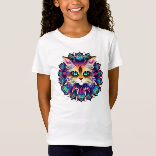 Mandala mit niedlichem Katzenportrait T-Shirt (Vorderseite)
