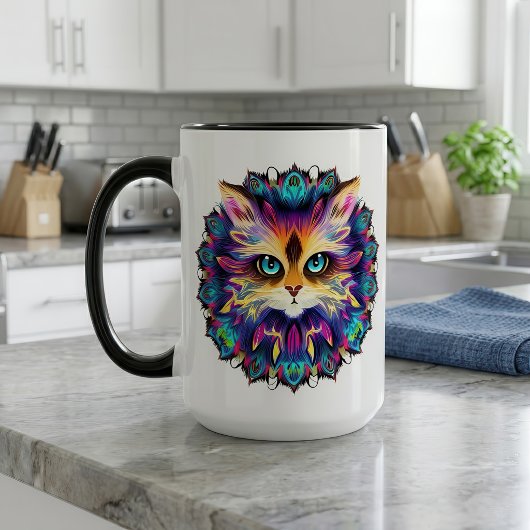 Mandala mit niedlichem Katzenportrait Tasse