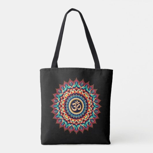 Mandala mit OM-Symbol auf schwarz Tasche (Rückseite)
