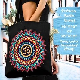 Mandala mit OM-Symbol auf schwarz Tasche