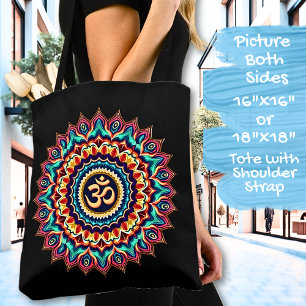 Mandala mit OM-Symbol auf schwarz Tasche