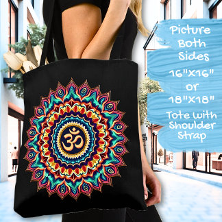 Mandala mit OM-Symbol auf schwarz Tasche