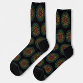 Mandala mit Regenbogenfarbe Socken (Linkes Detail)