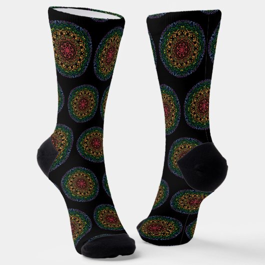 Mandala mit Regenbogenfarbe Socken (Gewinkelt)