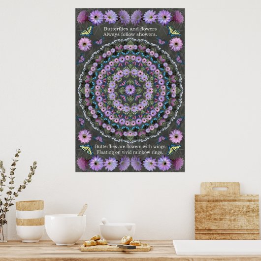 Mandala mit Schmetterlingen Poster (Küche)