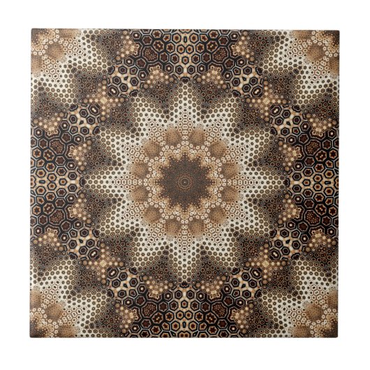 Mandala mit sechseckigen Elementen Fliese (Vorderseite)
