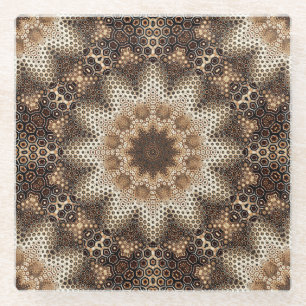 Mandala mit sechseckigen Elementen Glasuntersetzer