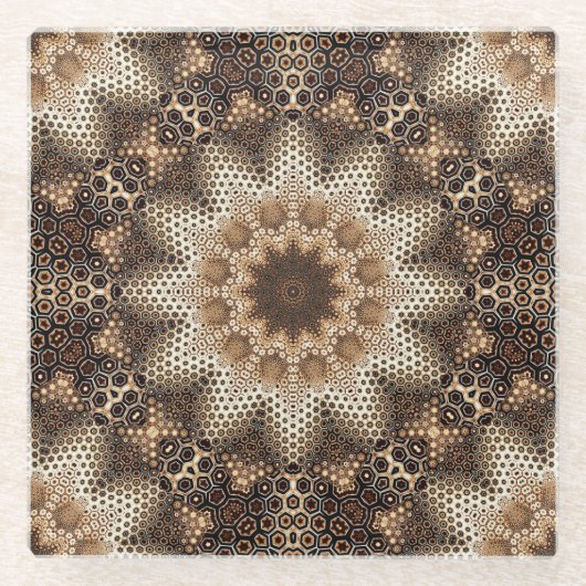 Mandala mit sechseckigen Elementen Glasuntersetzer (Vorderseite)