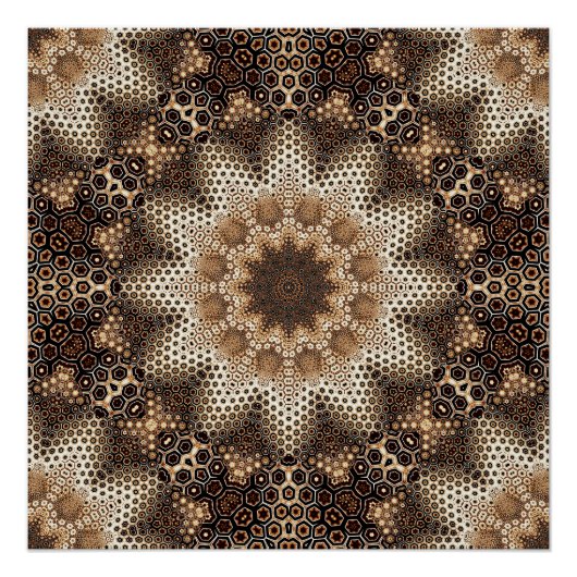 Mandala mit sechseckigen Elementen Poster (Vorderseite)